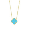 Four Leaf Clover Blue Stone Gold Necklace GVL007