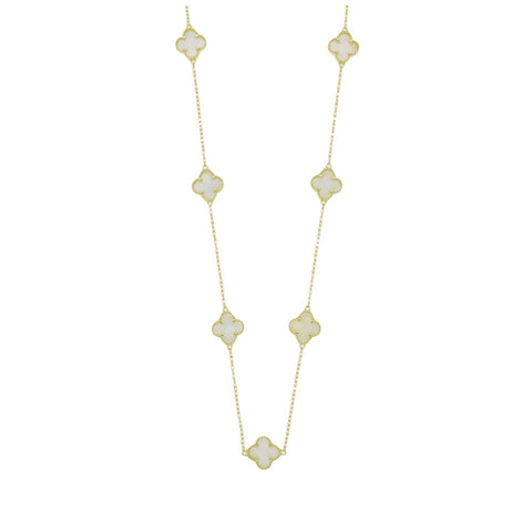 Four Leaf Clover Gold Plated Mother of Pearl Necklace GVL013