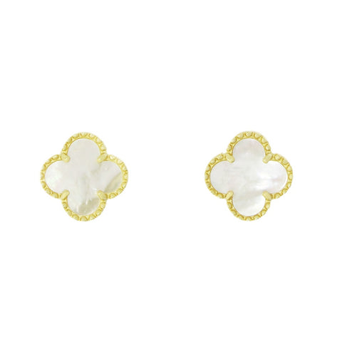 Four Leaf Clover Mother of Pearl Stud Earrings GVL029