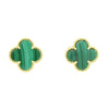 Four Leaf Clover Green Stone Stud Earrings GVL031