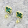 Four Leaf Clover Green Stone Stud Earrings GVL031