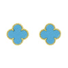 Four Leaf Clover Blue Stone Stud Earrings GVL032