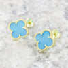 Four Leaf Clover Blue Stone Stud Earrings GVL032