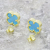 Four Leaf Clover Blue Stone Stud Earrings GVL032