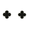 Four Leaf Clover Black Stone Stud Earrings GVL034