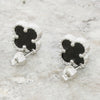 Four Leaf Clover Black Stone Stud Earrings GVL034