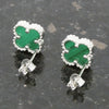 Four Leaf Clover Green Stone Stud Earrings GVL035