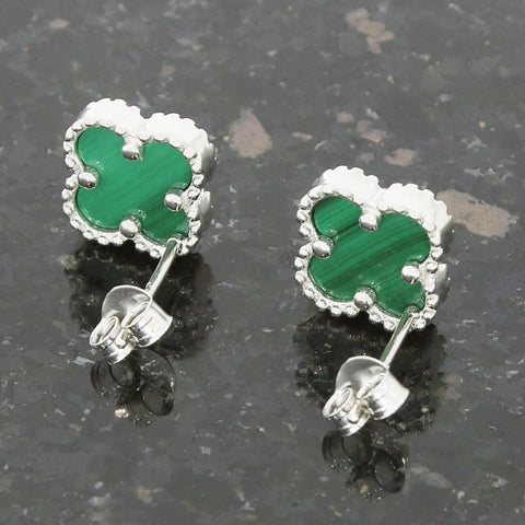 Four Leaf Clover Green Stone Stud Earrings GVL035