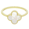 Sterling Silver Clover Ring Gold Tone Mother of Pearl GVL037