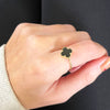 Four Leaf Clover Sterling Silver Ring Gold Tone Black Stone GVL038