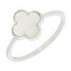 Four Leaf Clover Sterling Silver Ring Mother of Pearl GVL040