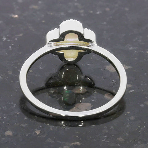 Four Leaf Clover Sterling Silver Ring Mother of Pearl GVL040