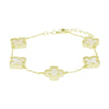 Four Leaf Clover Sterling Silver Gold Tone Mother of Pearl Bracelet GVL043