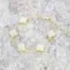 Four Leaf Clover Sterling Silver Gold Tone Mother of Pearl Bracelet GVL043