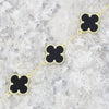 Four Leaf Clover Sterling Silver Gold Tone Black Stone Bracelet GVL046