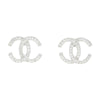 Sterling Silver Double C Cubic Zirconia Stud Earrings GVL048