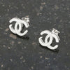 Sterling Silver Double C Cubic Zirconia Stud Earrings GVL048