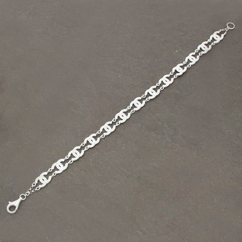 Sterling Silver Double C Link Bracelet GVL050