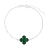Four Leaf Clover Sterling Silver Green Stone Bracelet GVL053