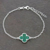 Four Leaf Clover Sterling Silver Green Stone Bracelet GVL053