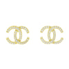 Gold Plated Double C Cubic Zirconia Stud Earrings GVL055