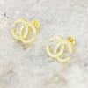 Gold Plated Double C Cubic Zirconia Stud Earrings GVL055