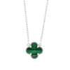 Four Leaf Clover Green Stone Sterling Silver Necklace GVL056