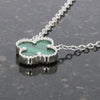 Four Leaf Clover Green Stone Sterling Silver Necklace GVL056
