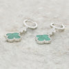 Four Leaf Clover Green Stone Huggie Earrings GVL058