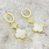 Four Leaf Clover Gold Plated Mother of Pearl Huggie Earrings GVL059