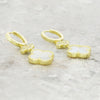Four Leaf Clover Gold Plated Mother of Pearl Huggie Earrings GVL059