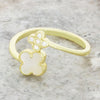 Four Leaf Clover Sterling Silver Ring Gold Tone Mother of Pearl GVL061