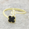 Four Leaf Clover Sterling Silver Ring Gold Tone Black Tone GVL062