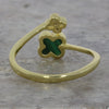 Four Leaf Clover Sterling Silver Ring Gold Tone Green Stone GVL063