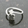 Four Leaf Clover Sterling Silver Ring Black Stone GVL064