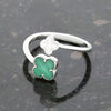 Four Leaf Clover Sterling Silver Ring Green Stone GVL065