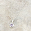 Sterling Silver Purple Cubic Zirconia Pendant and Chain GVL081