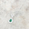 Sterling Silver Green Cubic Zirconia Pendant and Chain GVL085