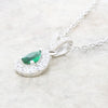 Sterling Silver Green Cubic Zirconia Pendant and Chain GVL085