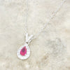 Sterling Silver Red Cubic Zirconia Pendant and Chain GVL086