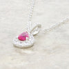 Sterling Silver Red Cubic Zirconia Pendant and Chain GVL086