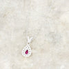 Sterling Silver Red Cubic Zirconia Pendant and Chain GVL086