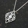 Sterling Silver Cubic Zirconia Filigree Pendant & Chain
