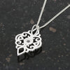 Sterling Silver Cubic Zirconia Filigree Pendant & Chain