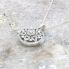 Sterling Silver Cubic Zirconia Round Flower Design Locket and Chain