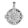 Sterling Silver Cubic Zirconia Round Flower Design Locket and Chain