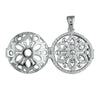 Sterling Silver Cubic Zirconia Round Flower Design Locket and Chain