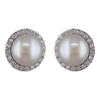 Sterling Silver Cubic Zirconia Halo Pearl Ladies Stud Earrings | H&H