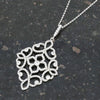 Sterling Silver Cubic Zirconia Filigree Pendant & Chain