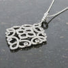 Sterling Silver Cubic Zirconia Filigree Pendant & Chain